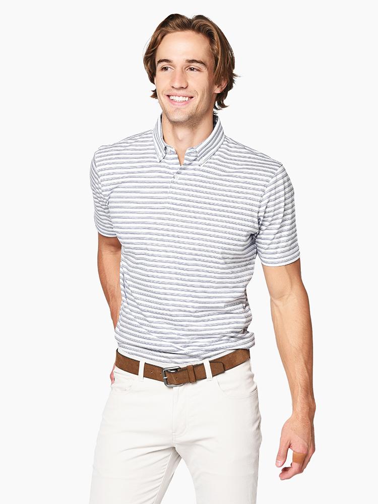 Peter Millar Men’s Spring Sails Button Down Short Sleeve Polo - Saint Bernard