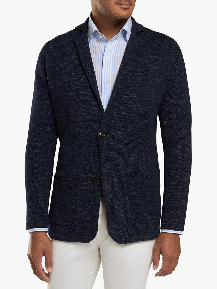 Peter Millar Collection Men's Concorde Linen-Wool Cardigan - Saint Bernard