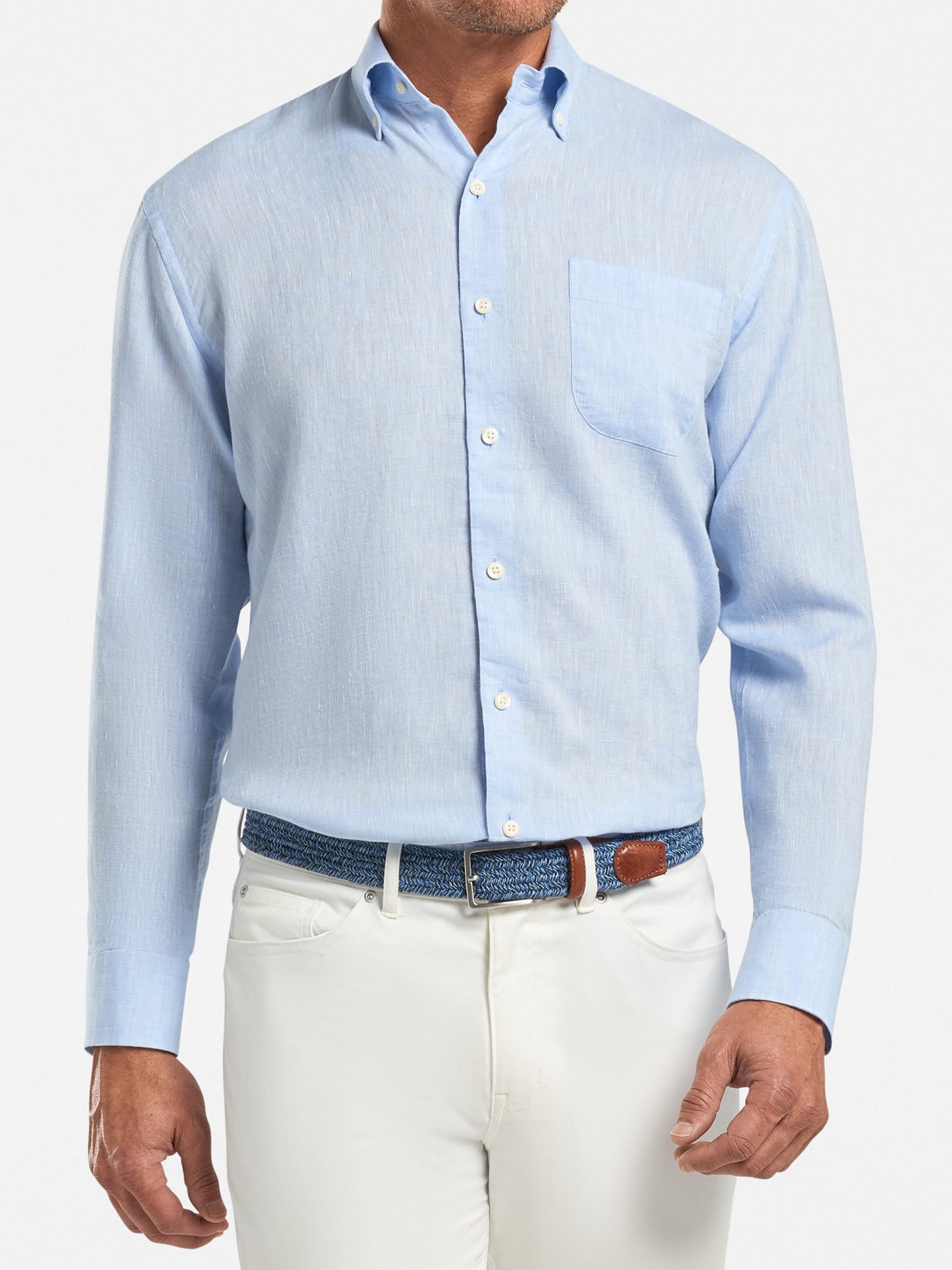 Peter Millar Crown Men's Sardinia Linen-Blend Sport Shirt - Saint Bernard