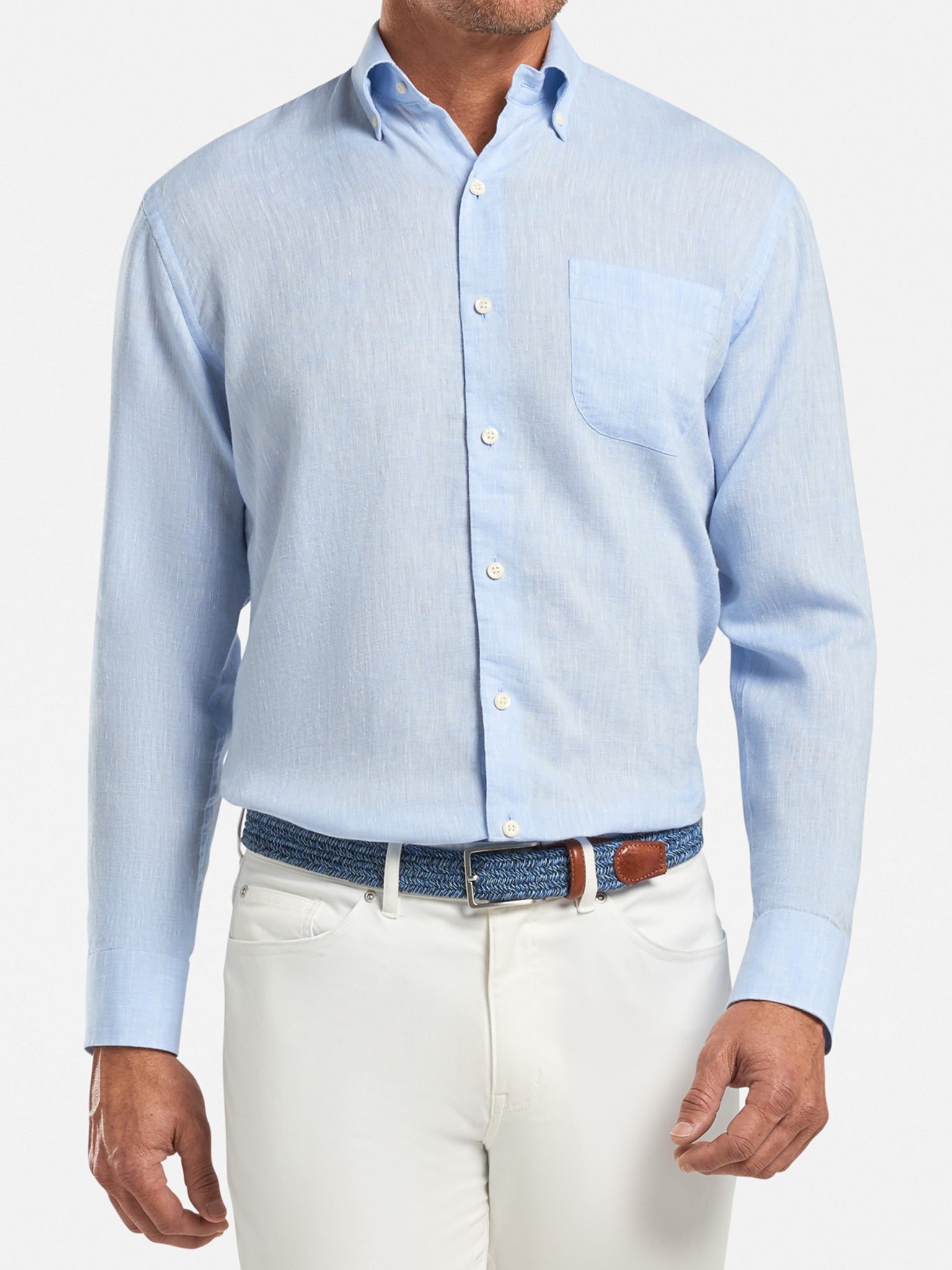 Peter Millar Crown Men's Sardinia Linen-Blend Sport Shirt - Saint Bernard