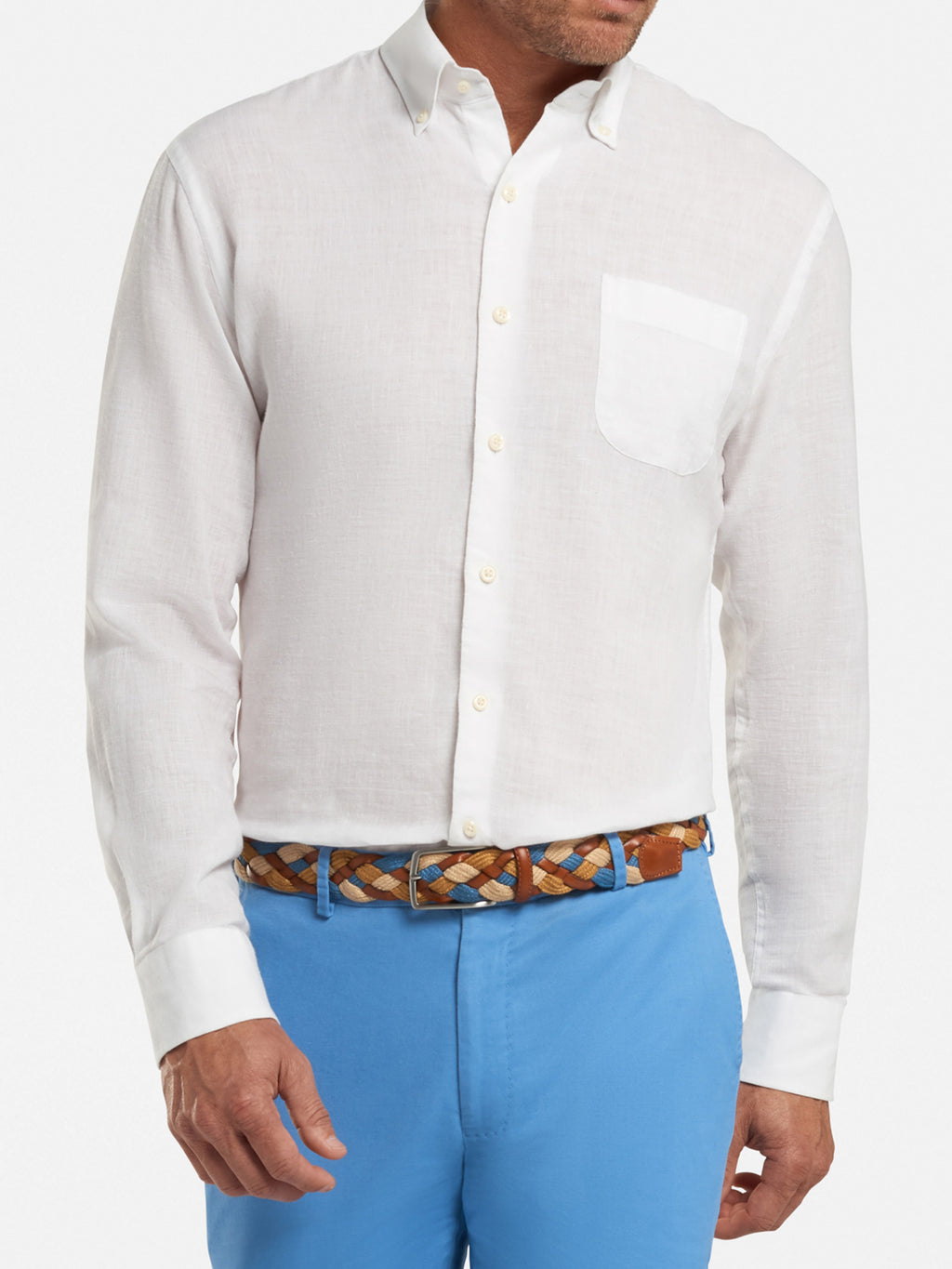 Peter Millar Crown Men's Sardinia Linen-Blend Sport Shirt - Saint Bernard