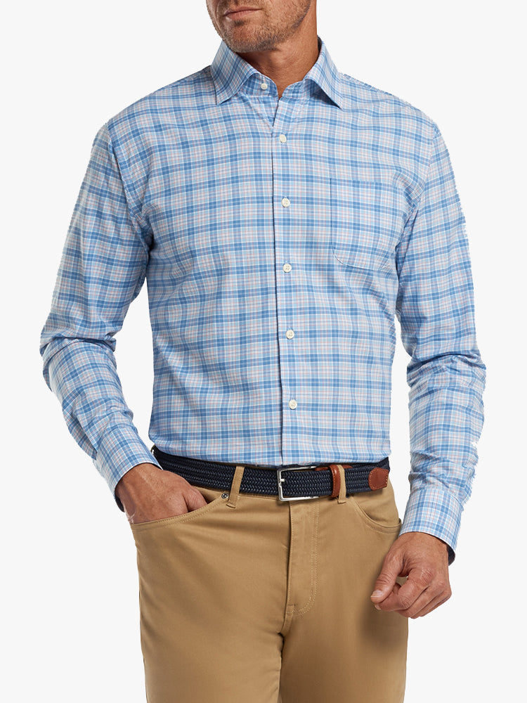 Peter Millar Crown Men's Barrett Cotton-Blend Sport Shirt - Saint Bernard