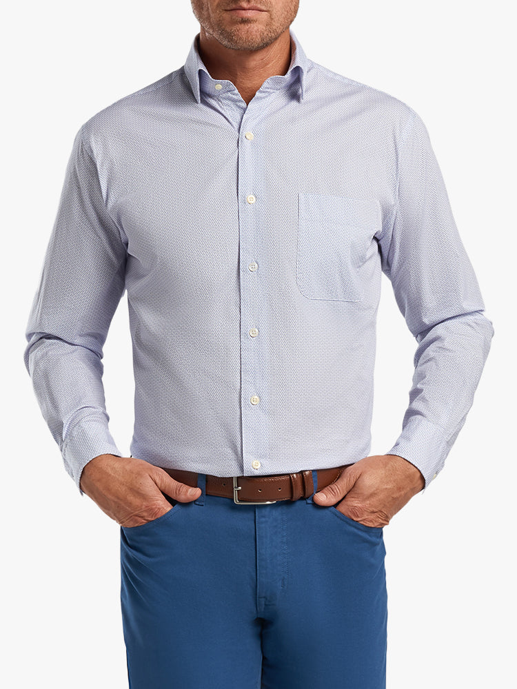 Peter Millar Crown Men's Tybee Breeze Cotton-Blend Sport Shirt - Saint Bernard