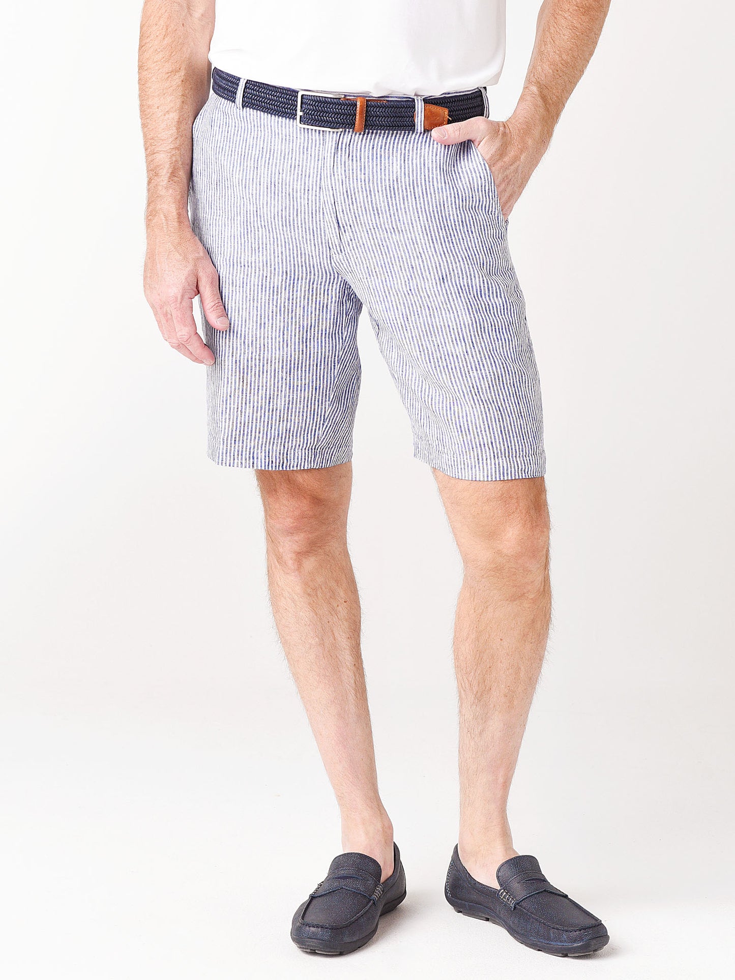 Peter Millar Seaside Men's Linen Stripe Shorts - Saint Bernard