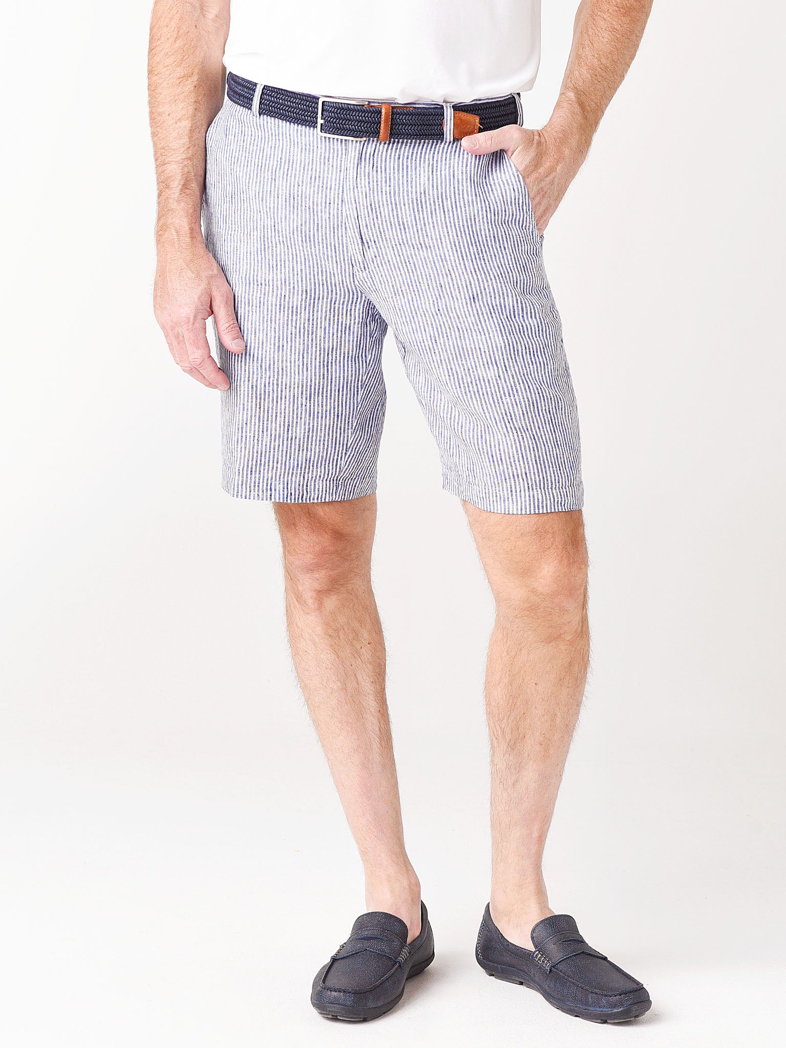Peter Millar Seaside Men's Linen Stripe Shorts - Saint Bernard