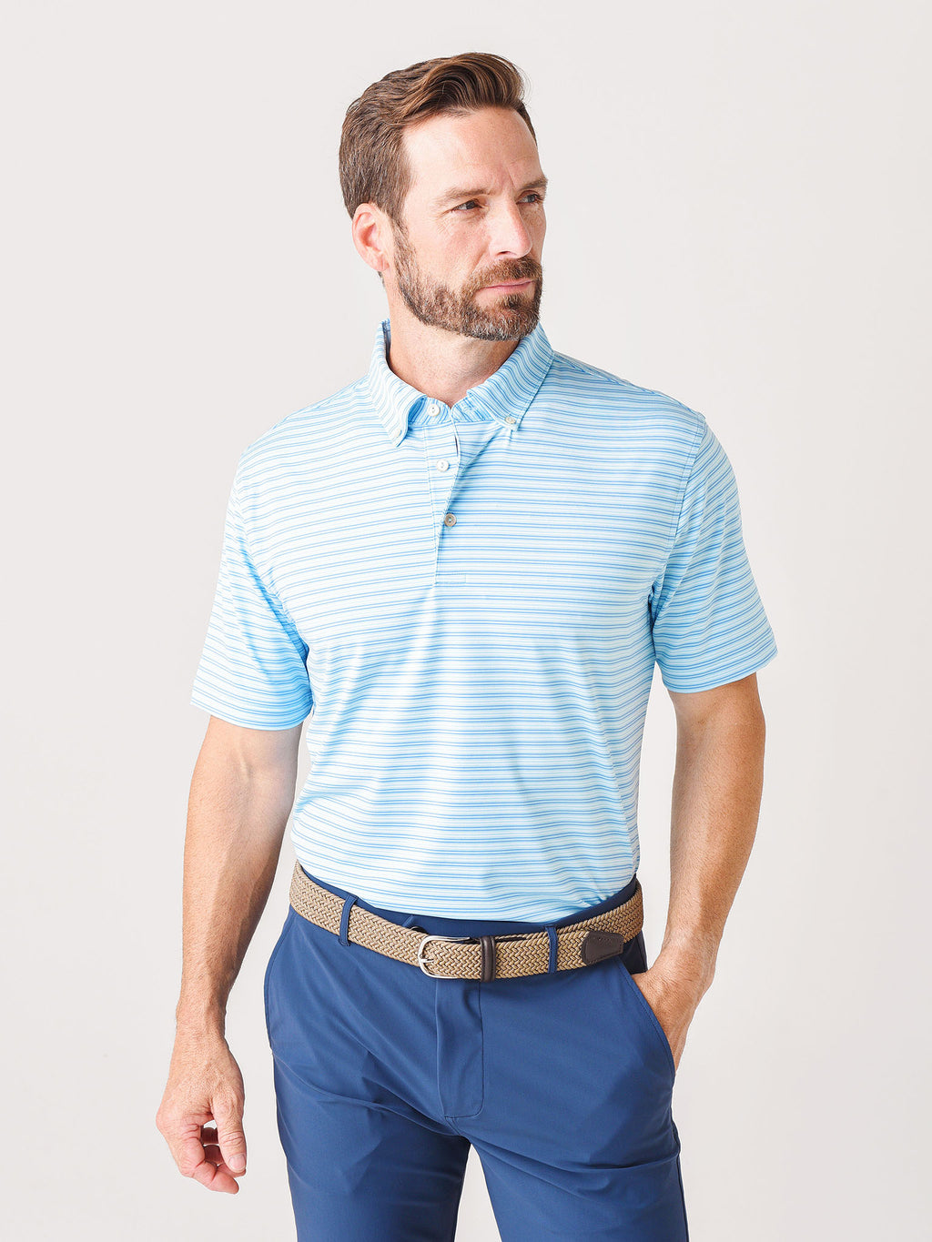 Peter Millar Crown Sport Men's Gravy Performance Jersey Polo - Saint Bernard