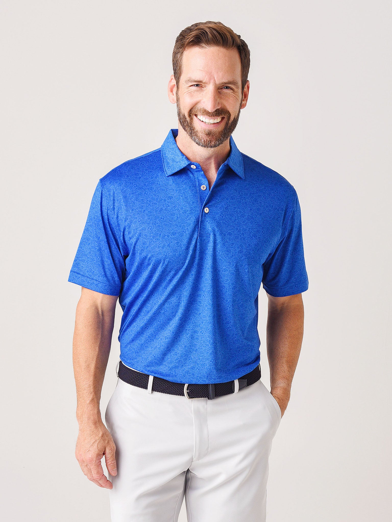 Peter Millar Crown Sport Men's Cash Performance Jersey Polo - Saint Bernard
