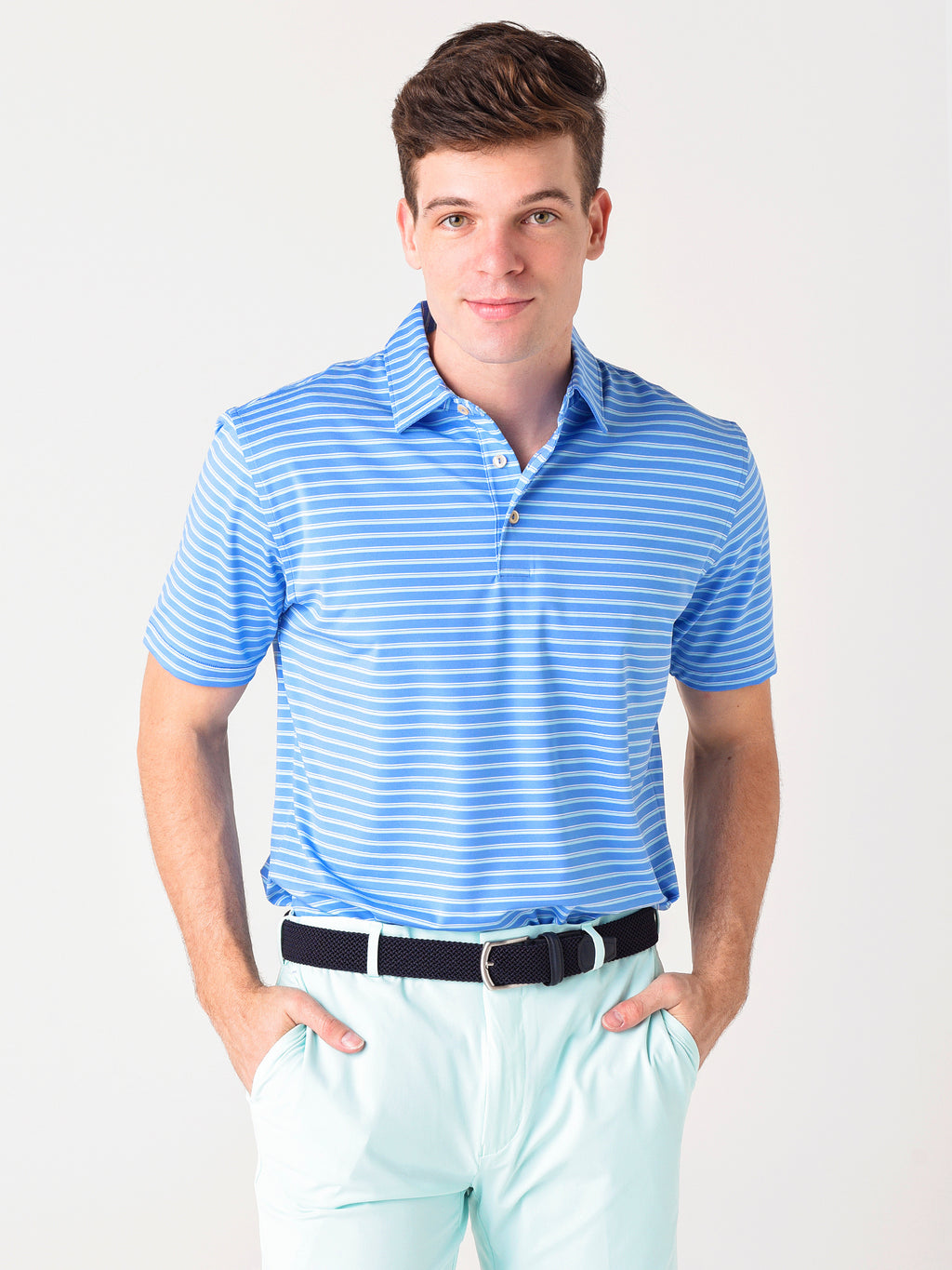 Peter Millar Crown Men's Sport Cyrus Performance Jersey Polo - Saint Bernard