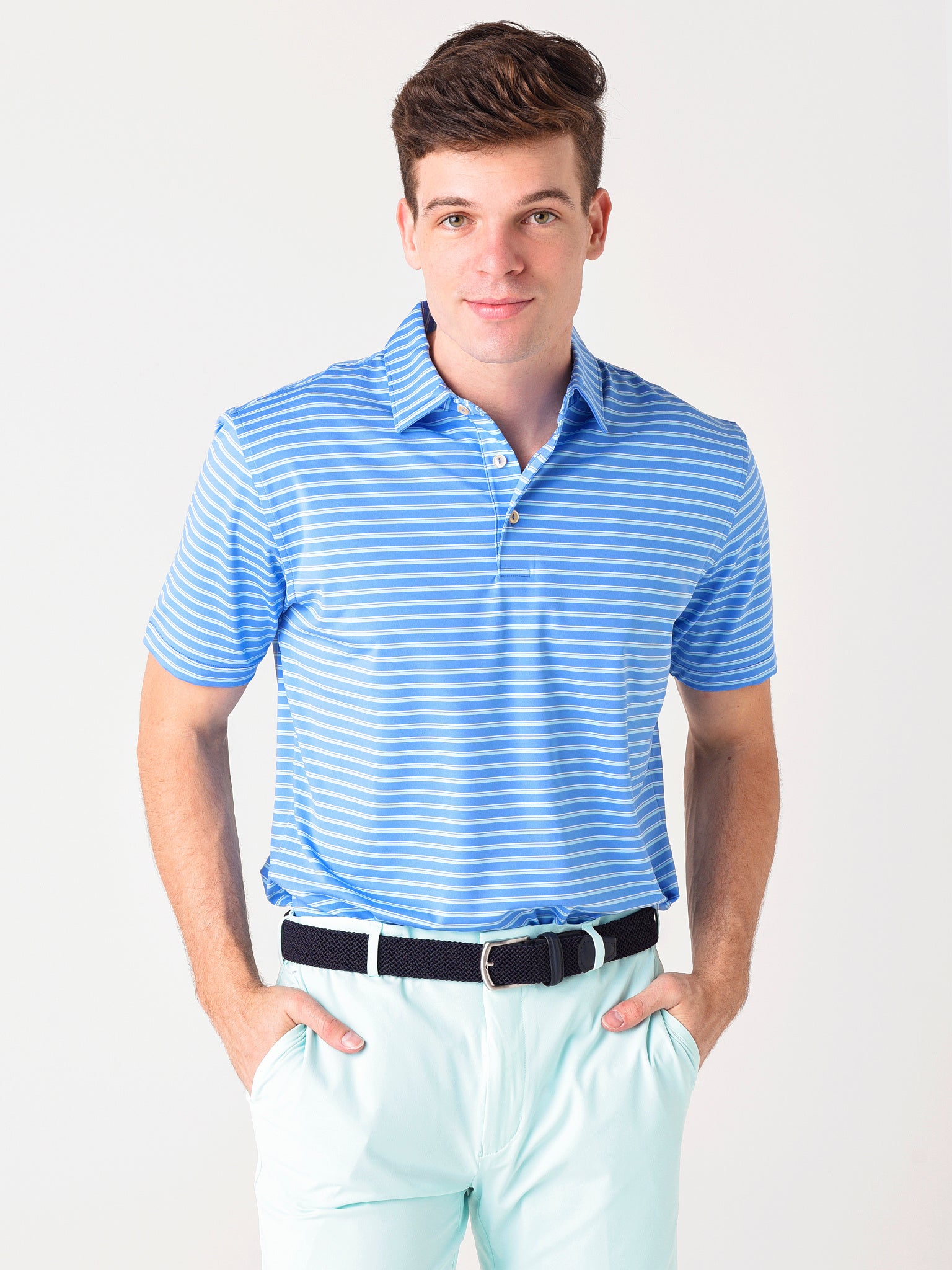 Peter Millar Crown Men's Sport Cyrus Performance Jersey Polo - Saint Bernard