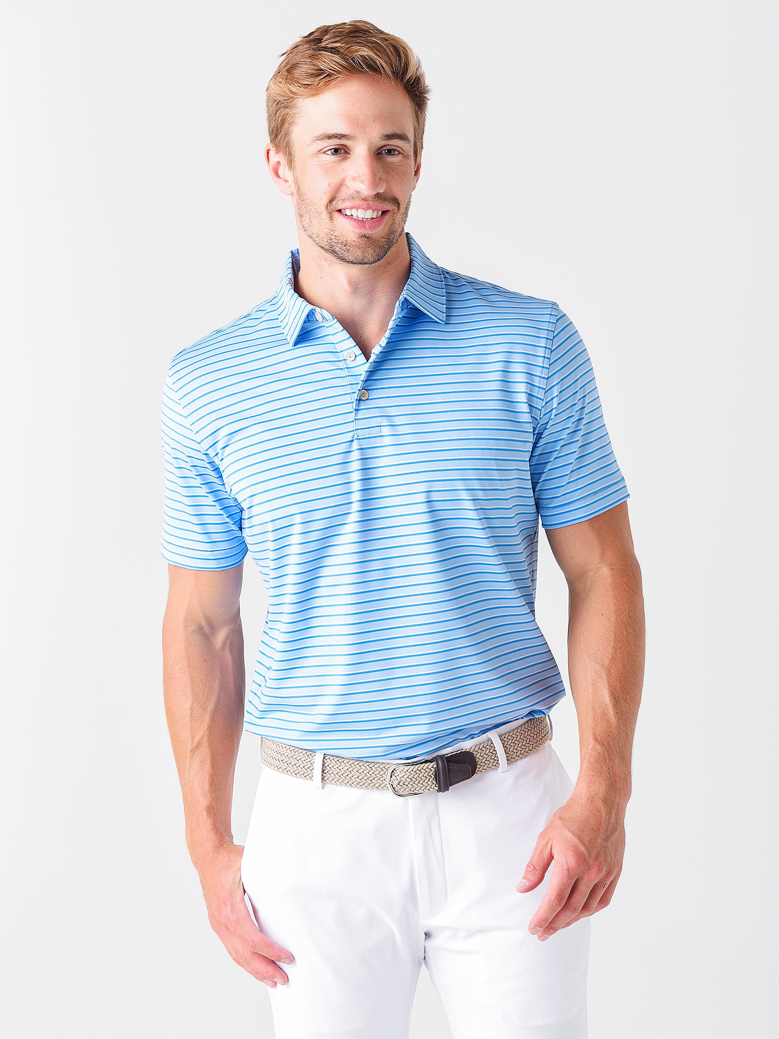 Peter Millar Crown Men's Sport Cyrus Performance Jersey Polo - Saint Bernard