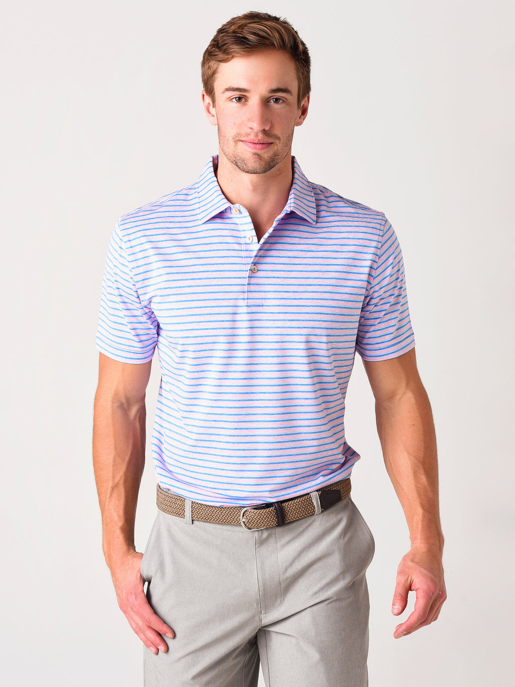 Peter Millar Crown Sport Men's Green Performance Jersey Polo - Saint Bernard