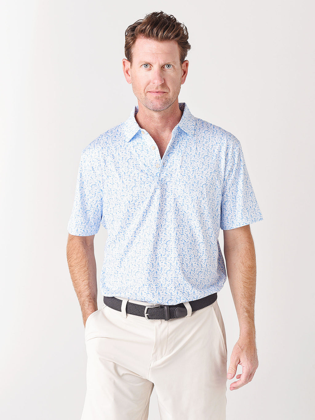 Peter Millar Crown Sport Men's Diamond Performance Jersey Polo - Saint Bernard