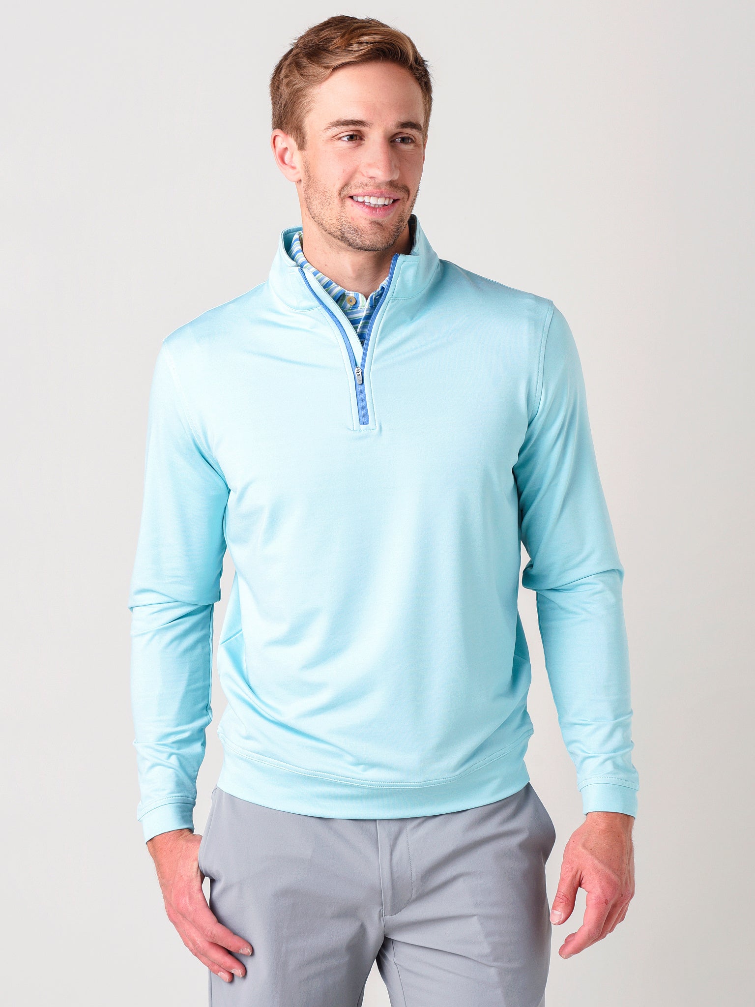 Peter Millar Crown Sport Men's Perth Performance Melange Quarter-Zip - Saint Bernard