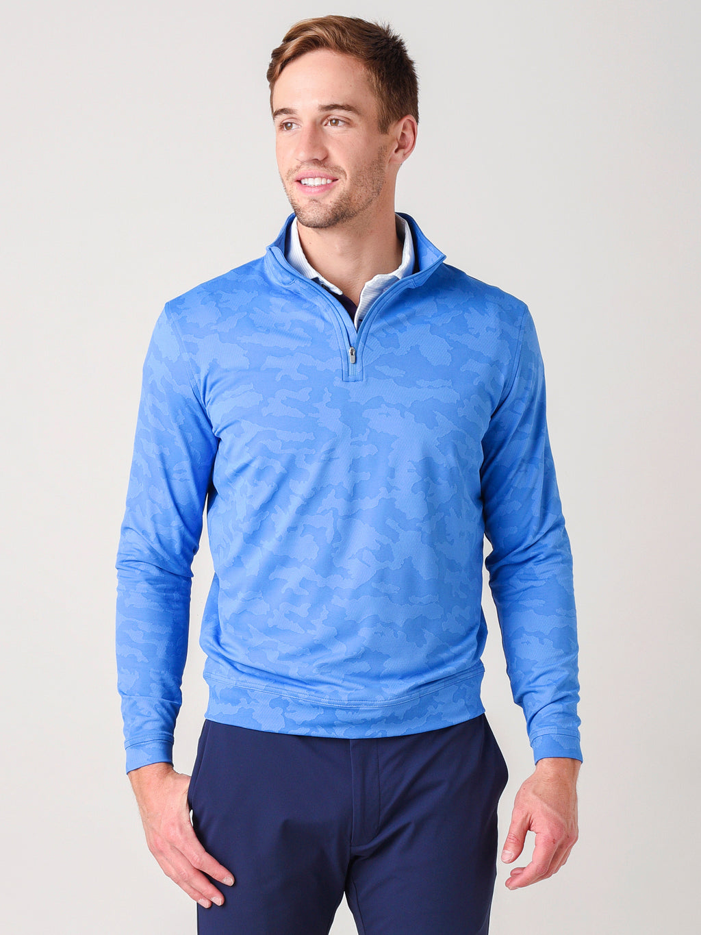 Peter Millar Crown Sport Men's Camo Jacquard Perth Performance Pullover - Saint Bernard