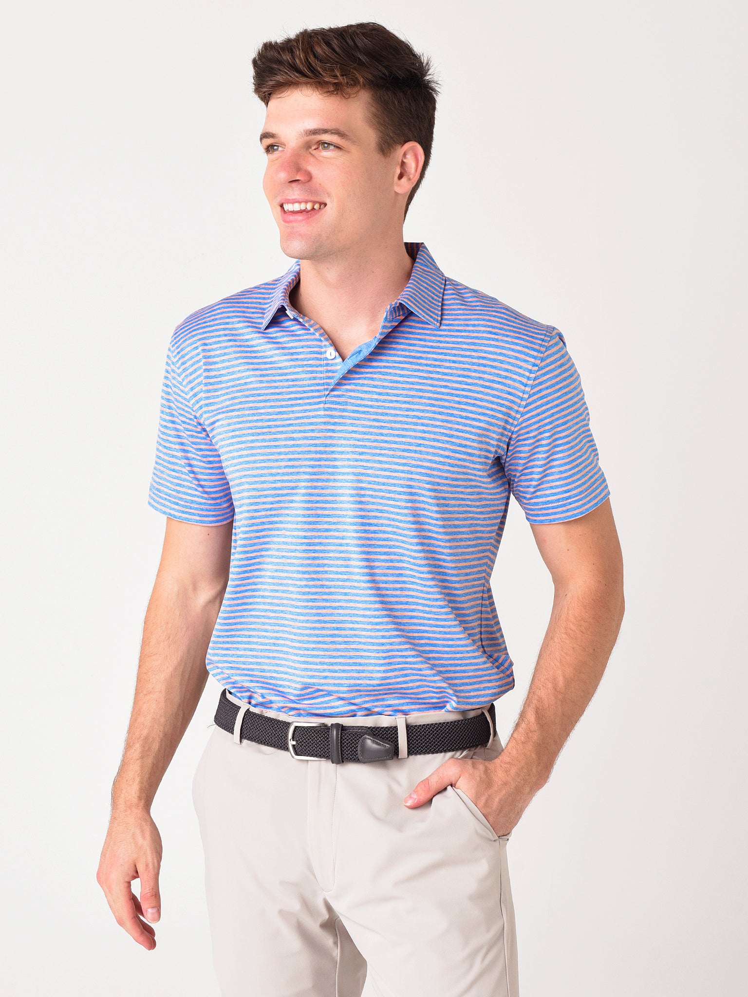 Peter Millar Crown Crafted Men's Miles Performance Jersey Polo - Saint Bernard