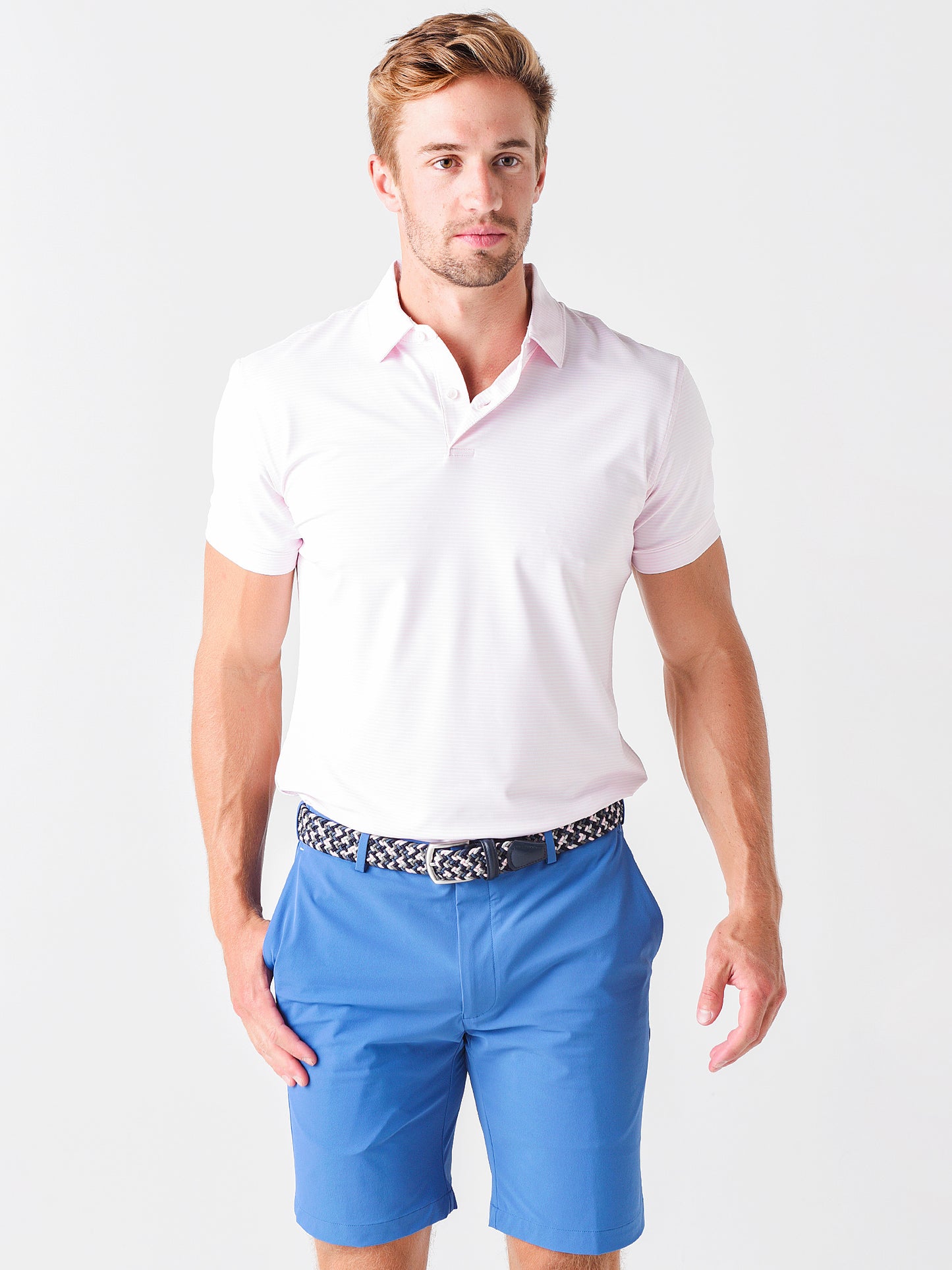 Peter Millar Crown Crafted Men's Bullock Performance Jersey Polo - Saint Bernard