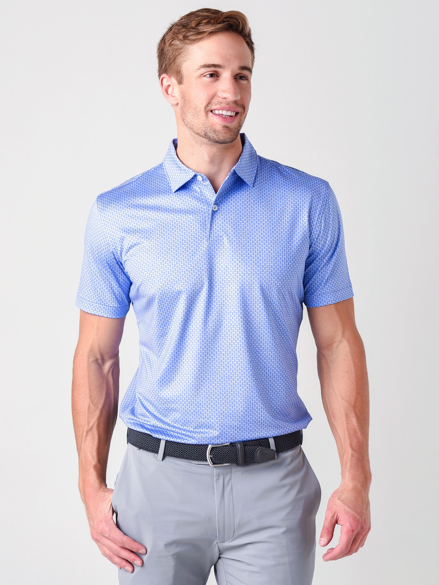 Peter Millar Crown Crafted Men's Calico Performance Jersey Polo - Saint Bernard