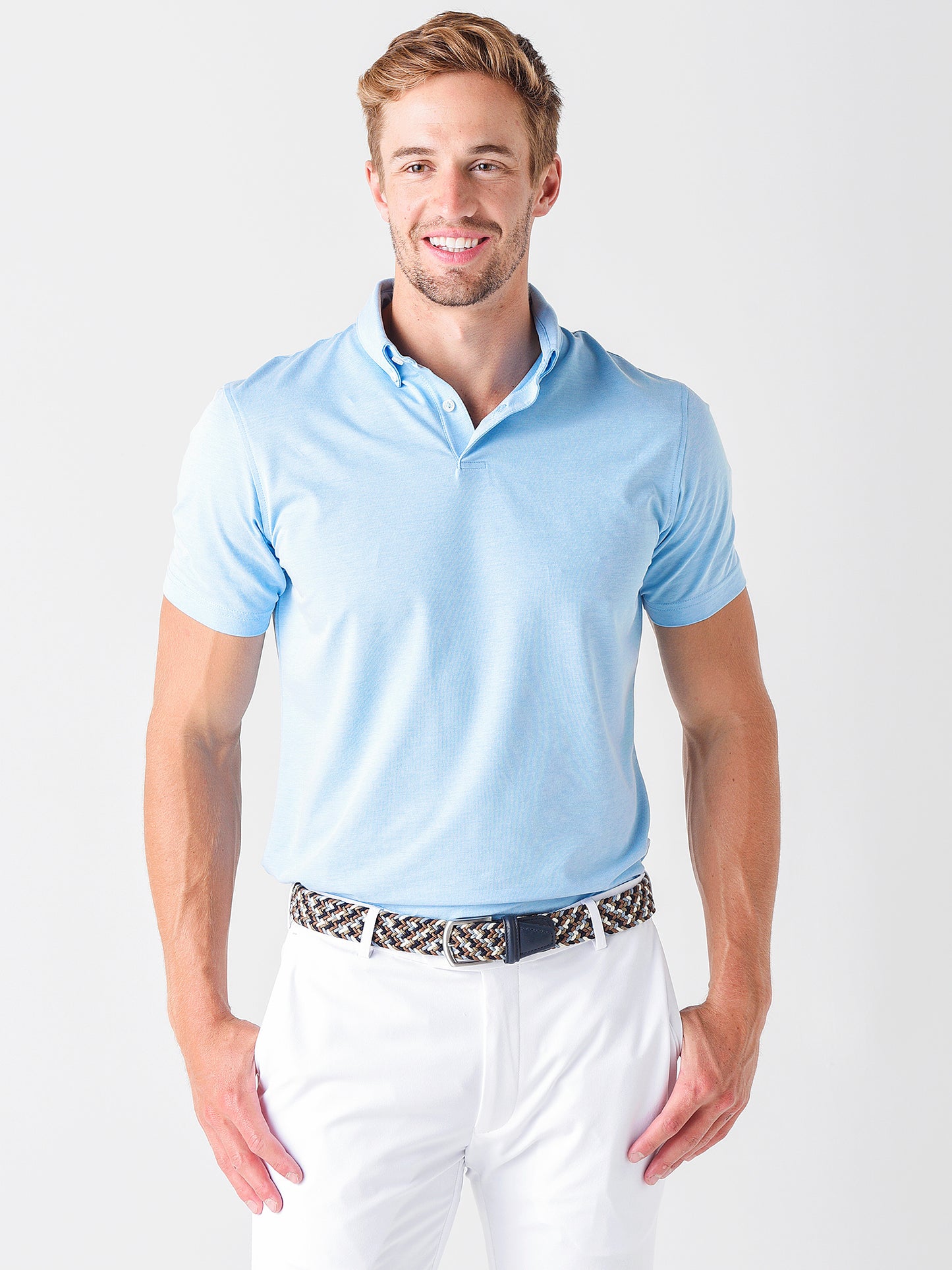 Peter Millar Crown Crafted Men's Ace Cotton-Blend Piqué Polo - Saint Bernard