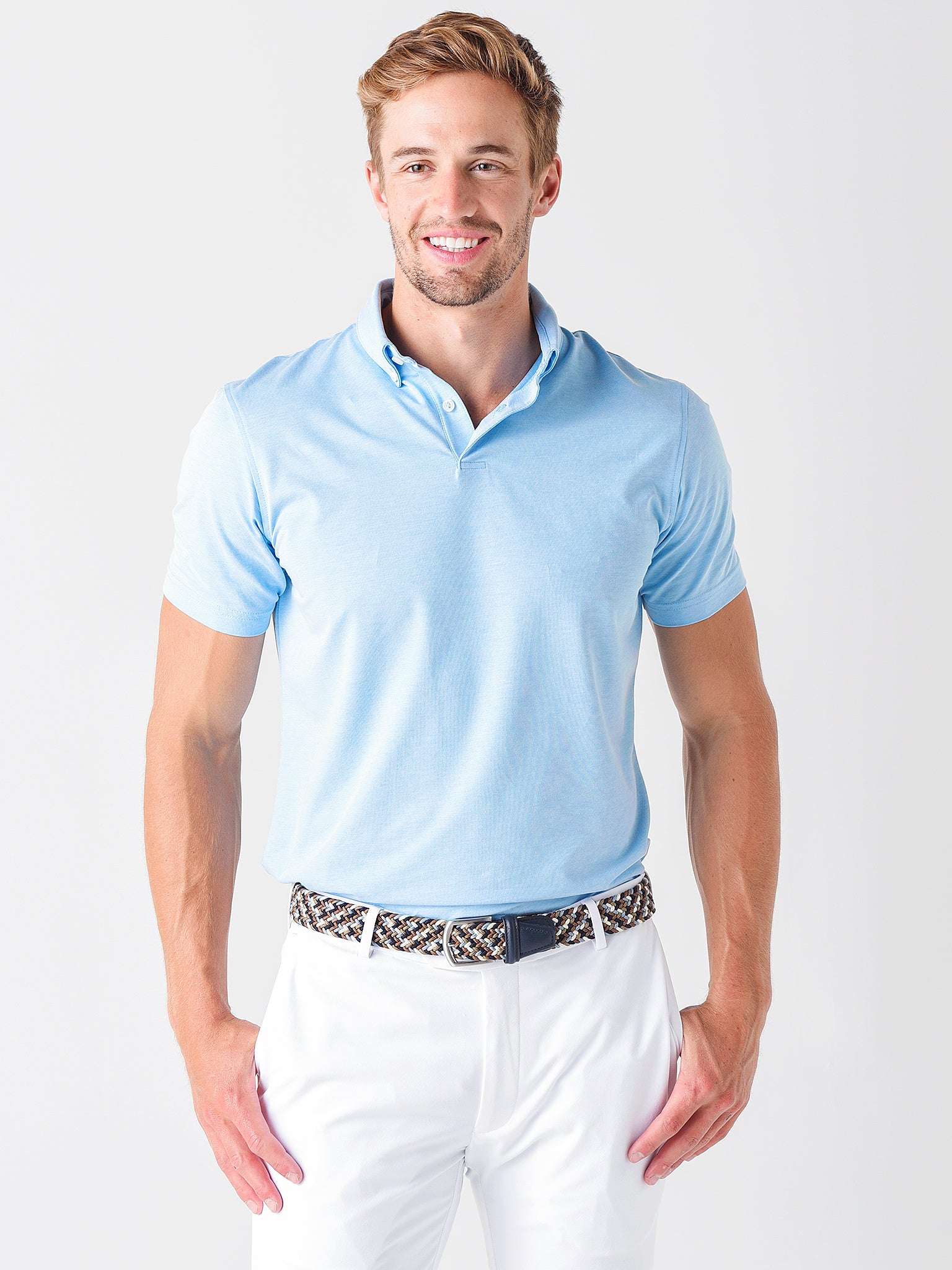 Peter Millar Crown Crafted Men's Ace Cotton-Blend Piqué Polo - Saint Bernard