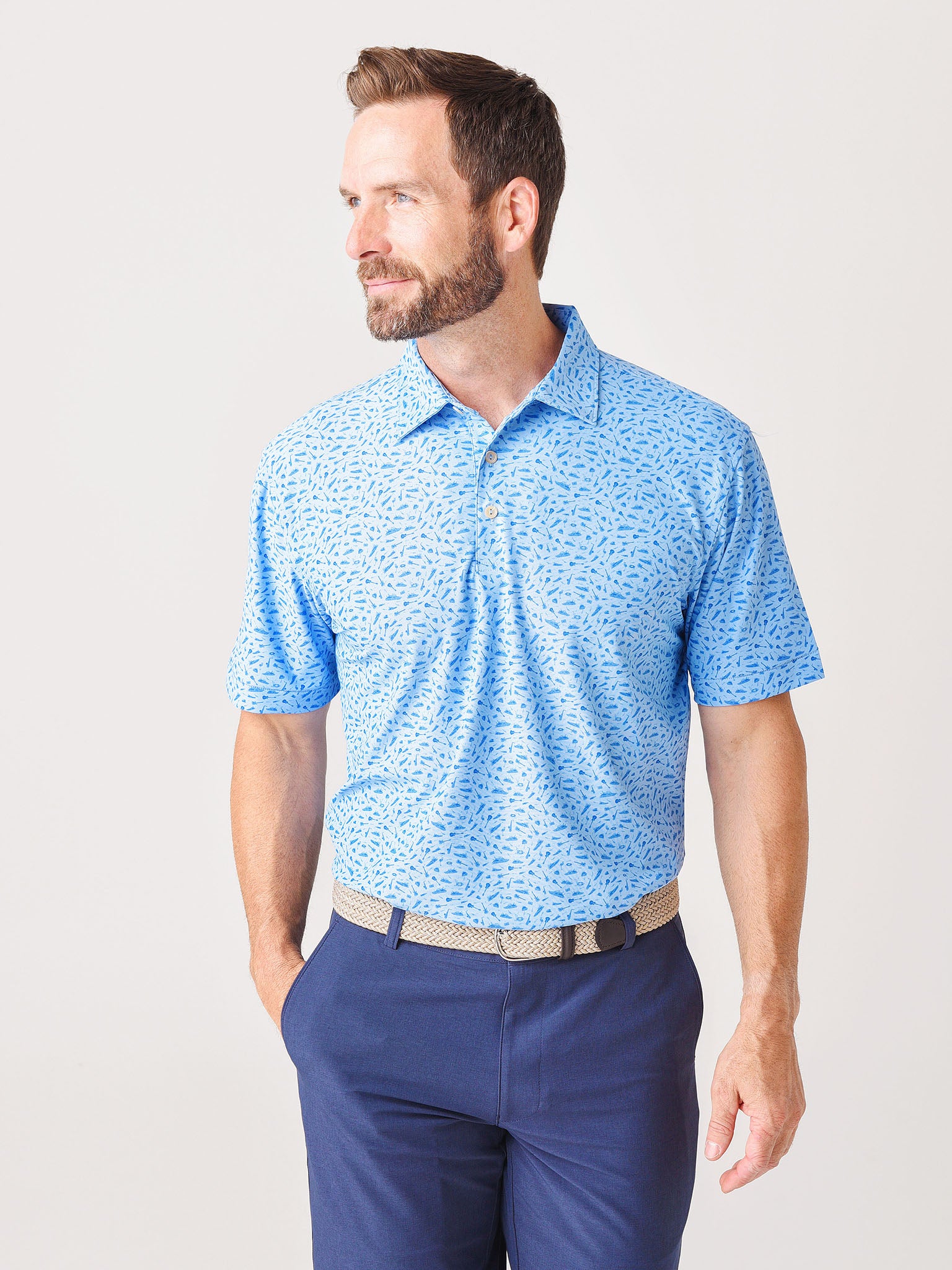 Peter Millar Crown Sport Men's Griffins Performance Mesh Polo - Saint Bernard
