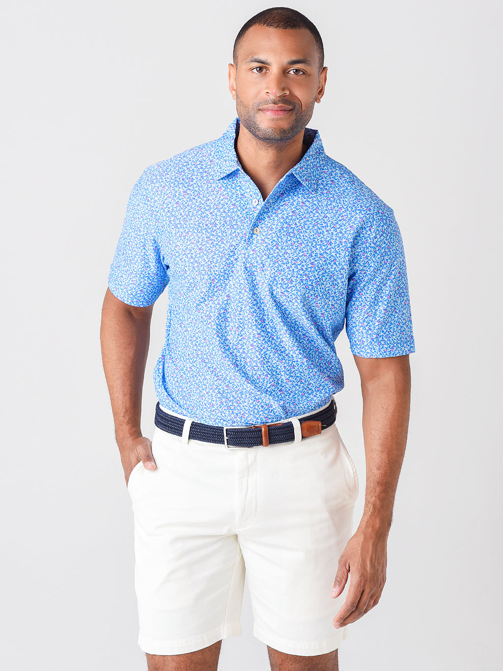 Peter Millar Crown Sport Men's SR Hummingbirds Performance Mesh Polo - Saint Bernard