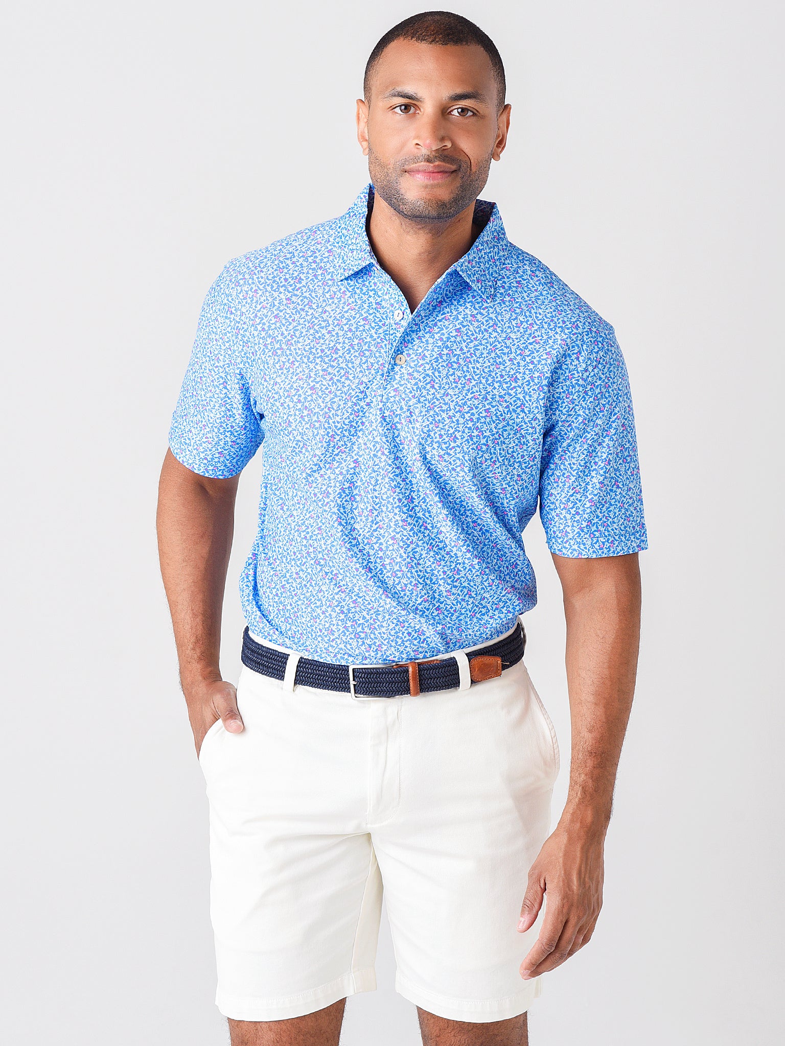 Peter Millar Crown Sport Men's SR Hummingbirds Performance Mesh Polo - Saint Bernard