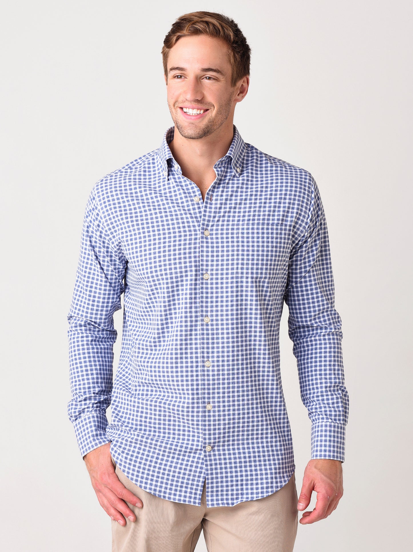 Peter Millar Summer Comfort Men's Spencer Poplin Sport Shirt - Saint Bernard