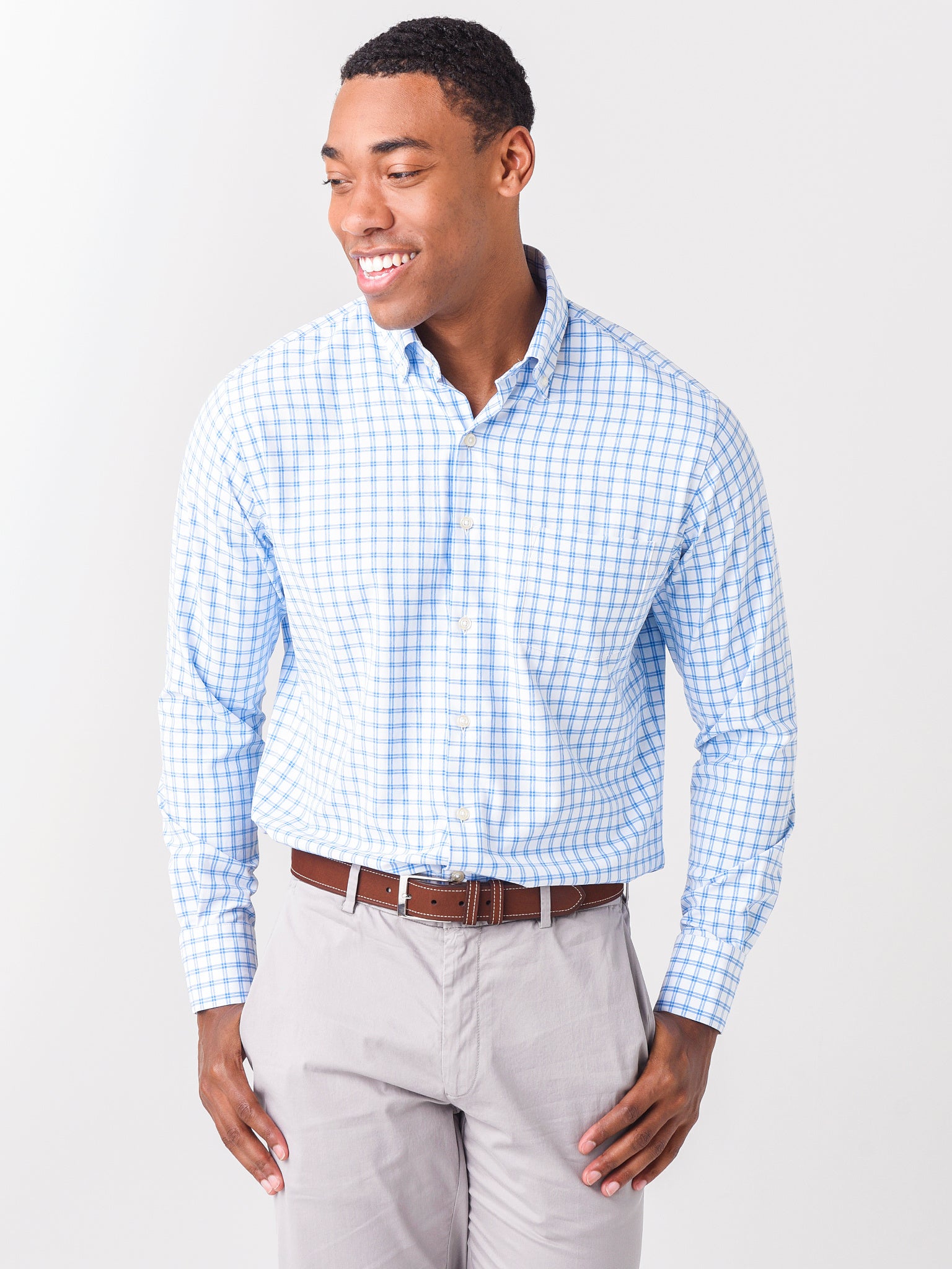 Peter Millar Crown Sport Men's Brady Performance Poplin Sport Shirt - Saint Bernard