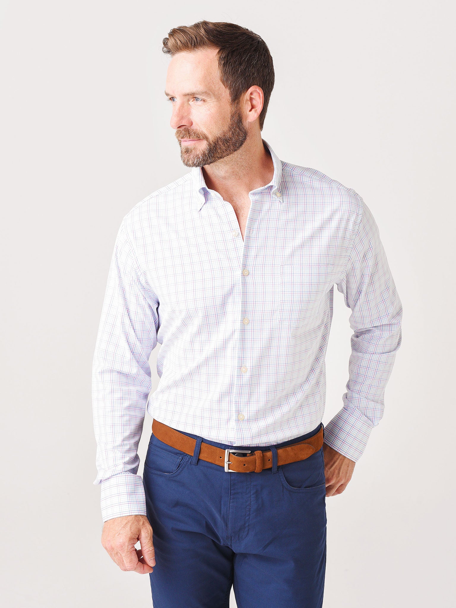 Peter Millar Crown Sport Men's Aiden Performance Sport Shirt - Saint Bernard