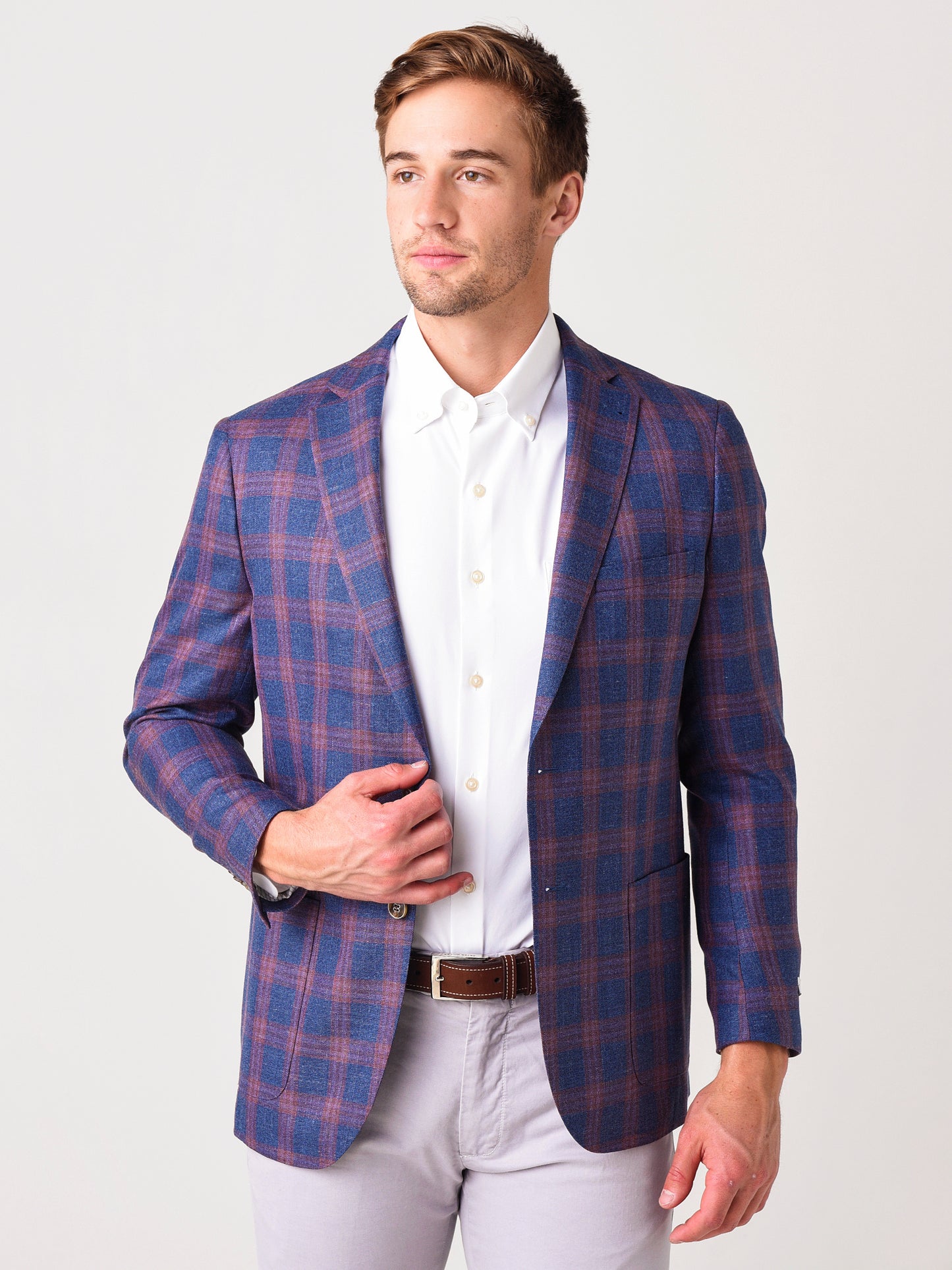 Peter Millar Crown Men's Classic Plaid Soft Jacket - Saint Bernard