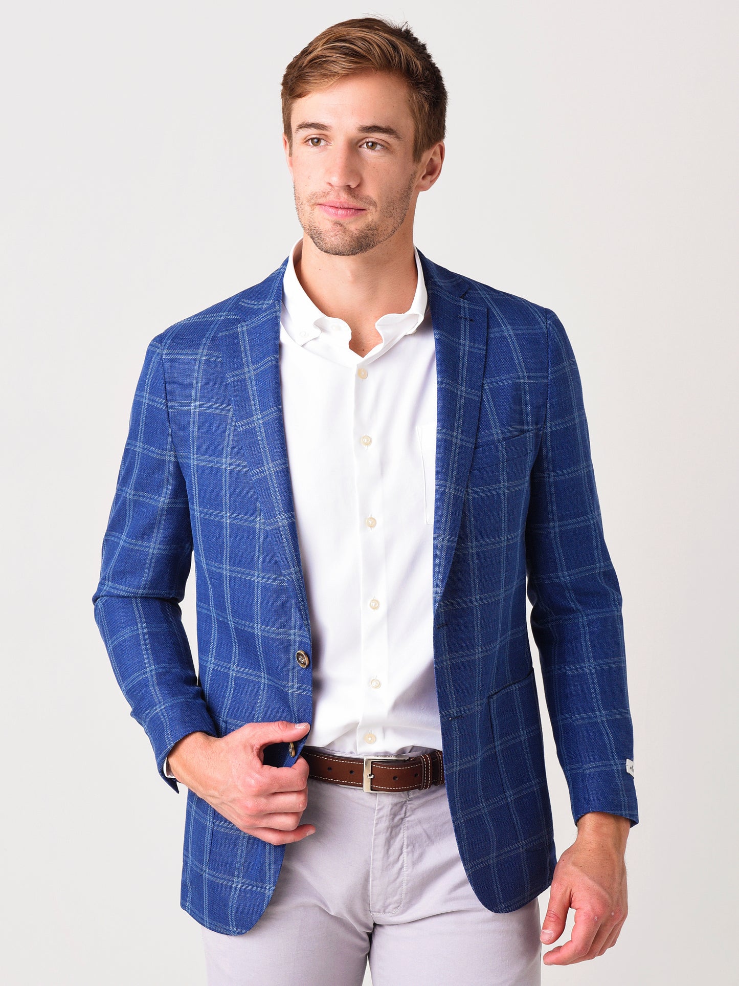 Peter Millar Crown Men's Spring Windowpane Soft Jacket - Saint Bernard