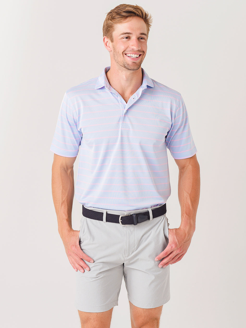 Saint Bernard Men's Bowen Stripe Oxford Performance Polo - Saint Bernard