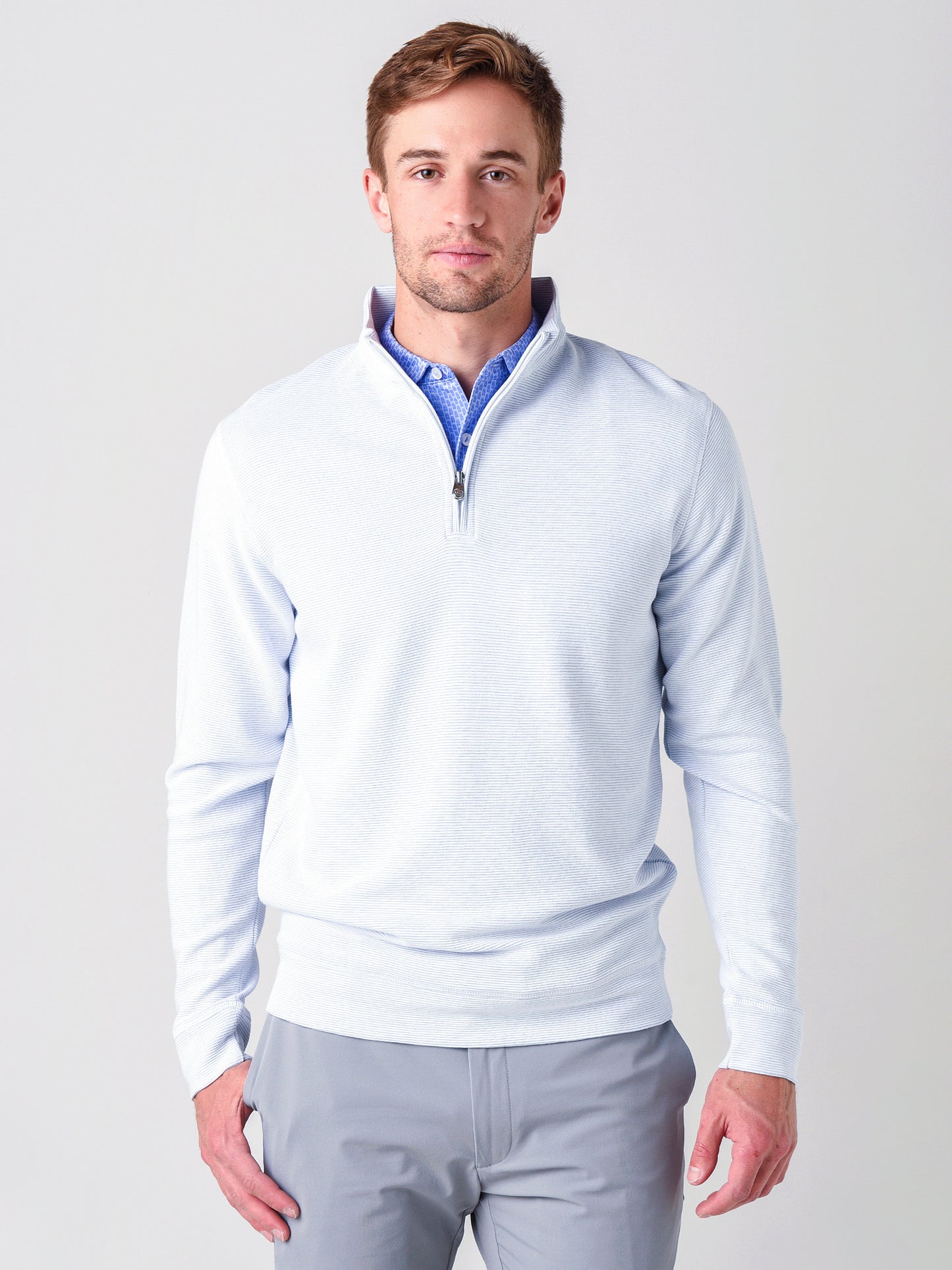 Peter Millar Crown Comfort Men's Ottoman Quarter-Zip - Saint Bernard