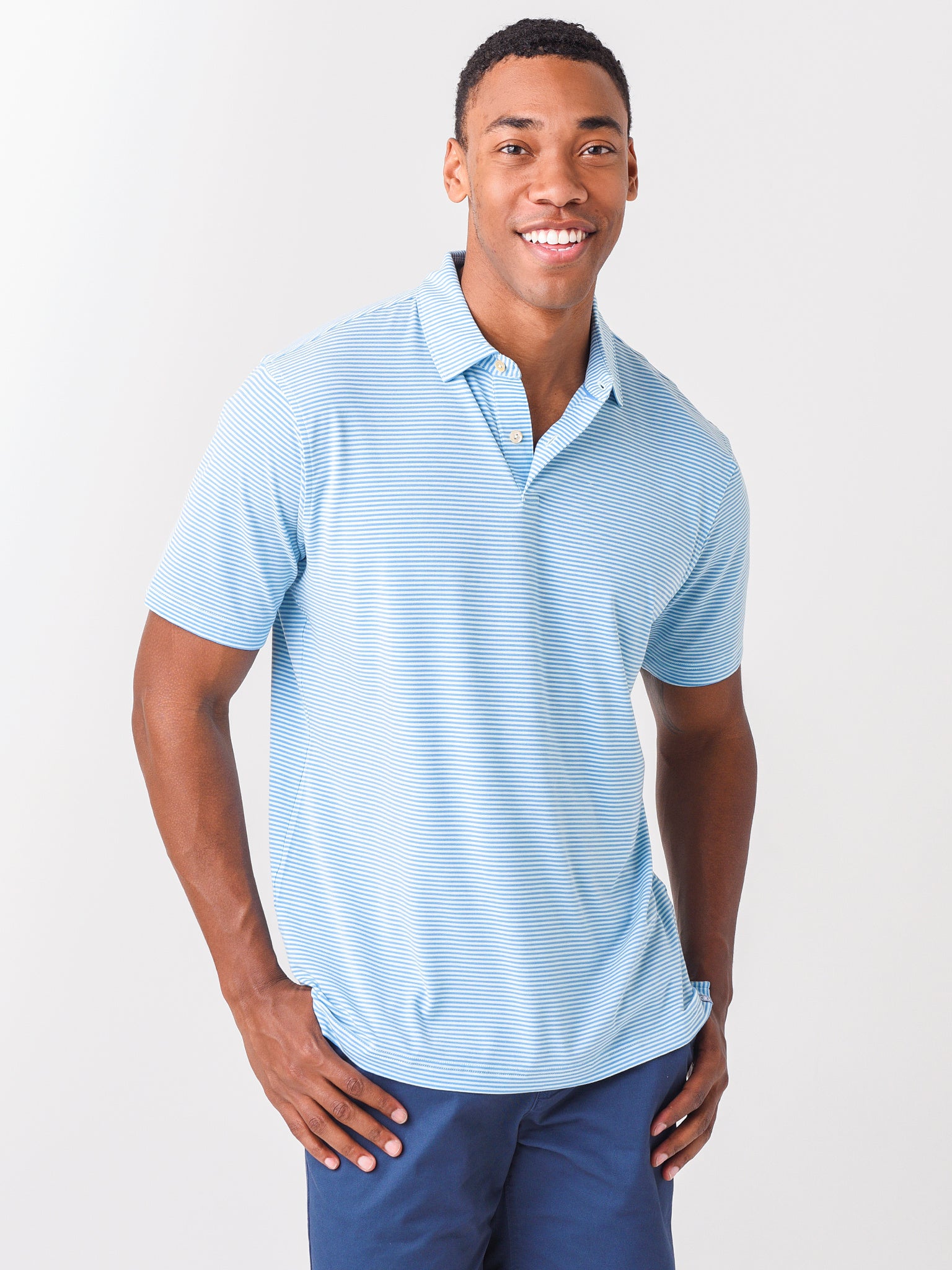 Peter Millar Seaside Men's drirelease® Natural Touch Stripe Polo - Saint Bernard