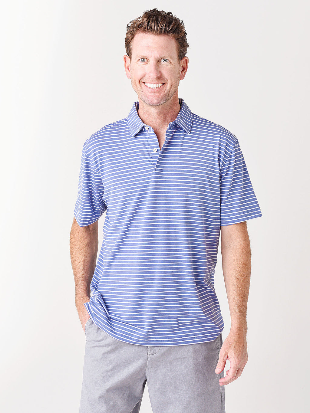 Peter Millar Seaside Men's drirelease® Natural Touch Stripe Polo - Saint Bernard
