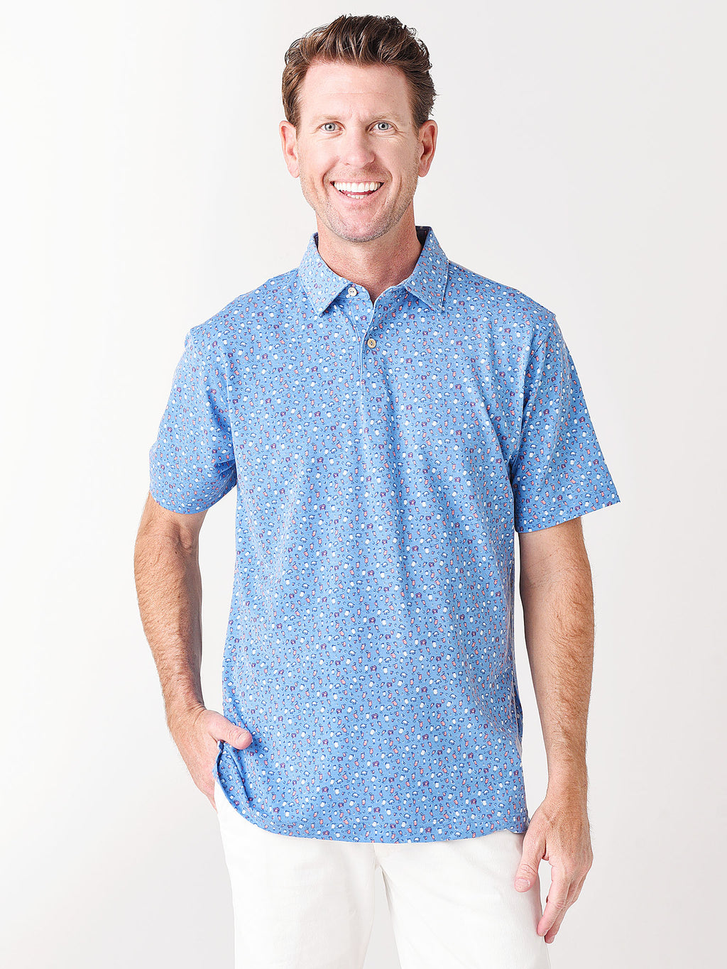 Peter Millar Seaside Men's drirelease® Natural Touch Cocktails & Claws Polo - Saint Bernard