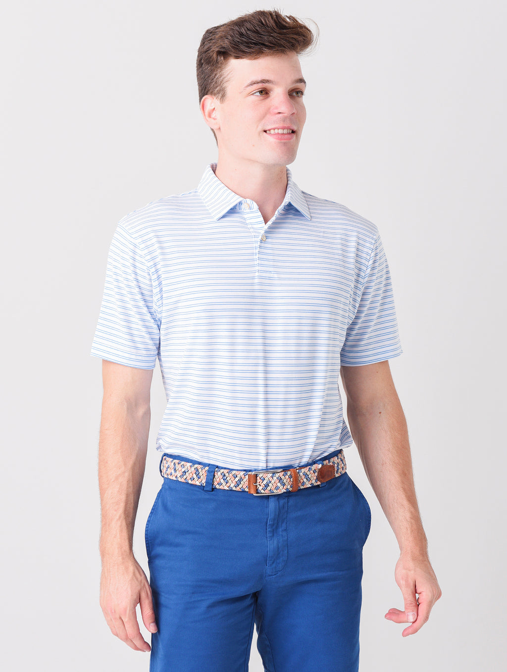 Peter Millar Seaside Men's Drirelease® Natural Touch Stripe Polo - Saint Bernard