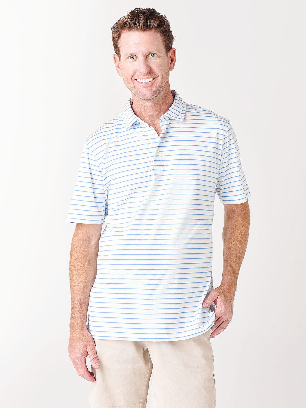 Peter Millar Seaside Men's Catamaran Aqua Cotton Polo - Saint Bernard