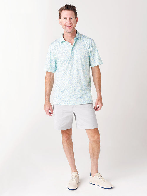 Peter Millar Seaside Men's Fish In The Sea Aqua Cotton Polo
