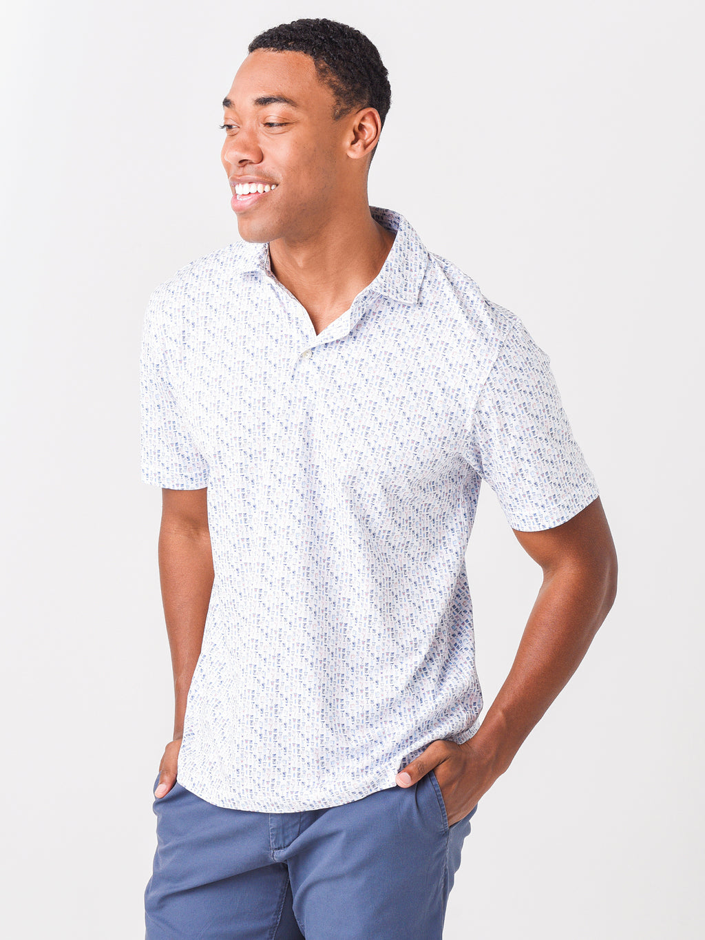 Peter Millar Seaside Men's Sand Bar Aqua Cotton Polo - Saint Bernard