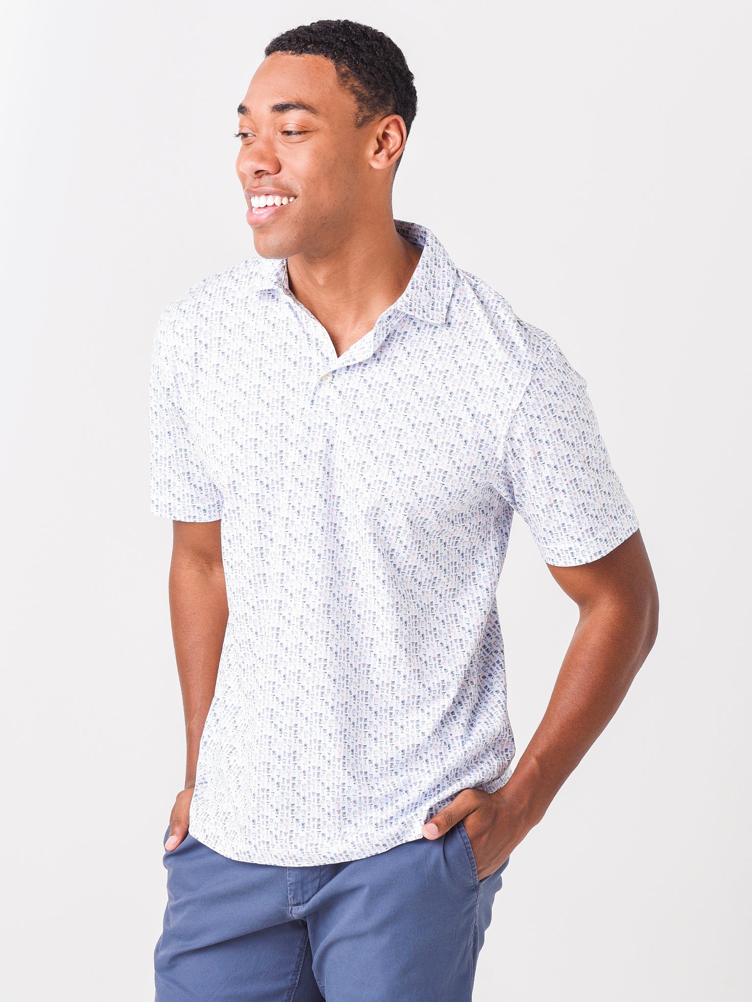 Peter Millar Seaside Men's Sand Bar Aqua Cotton Polo - Saint Bernard