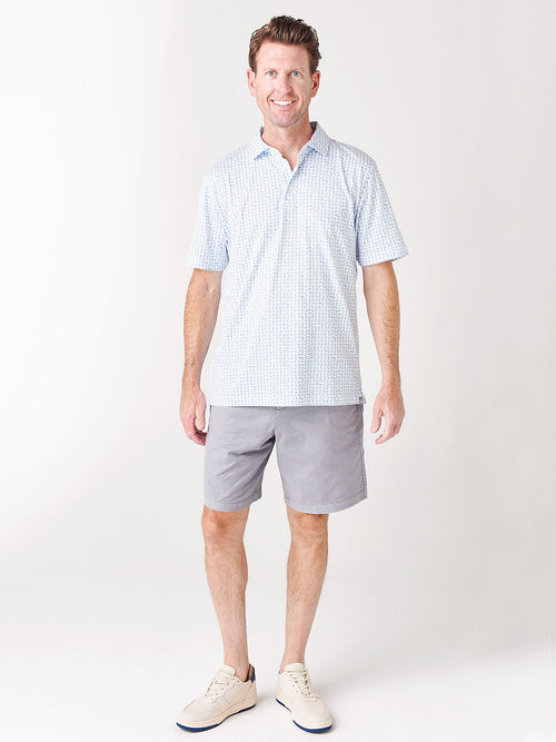 Peter Millar Seaside Men's Swirling Mermaid Aqua Cotton Polo