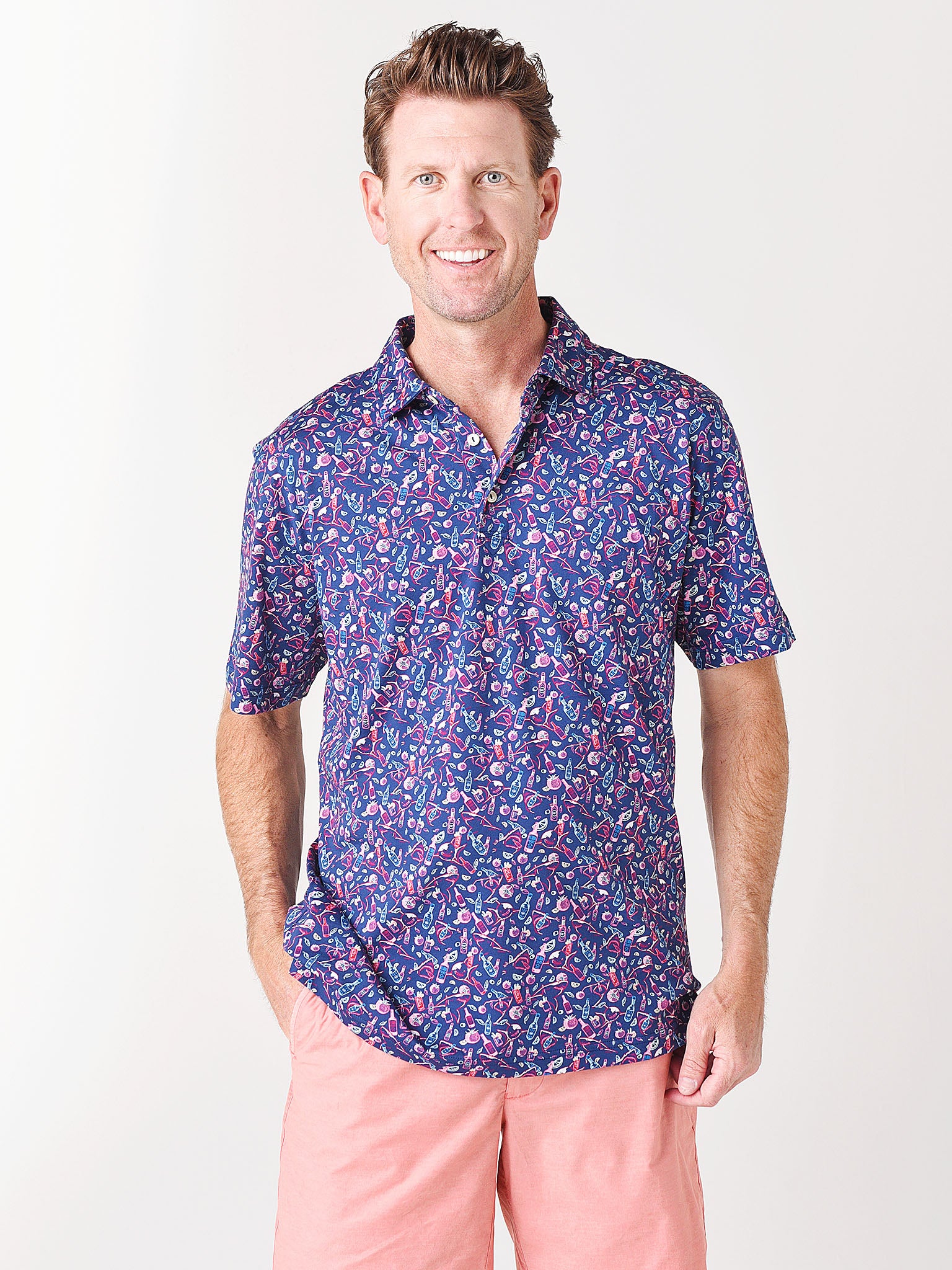 Peter Millar Seaside Men's Recipe For Disaster Aqua Cotton Polo - Saint Bernard