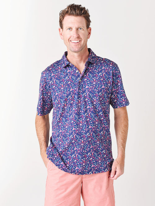 Peter Millar Seaside Men's Recipe For Disaster Aqua Cotton Polo