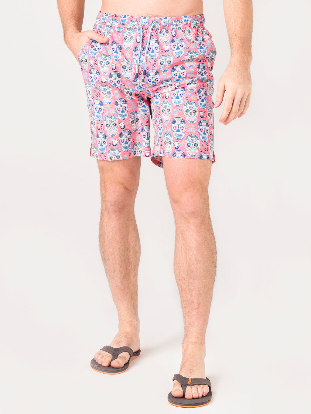 Peter Millar Seaside Men's Sugar Skulls And Tequila Swim Trunk - Saint Bernard