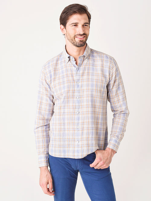 Peter Millar Collection Men's Pont Plaid Linen-Blend Sport Shirt