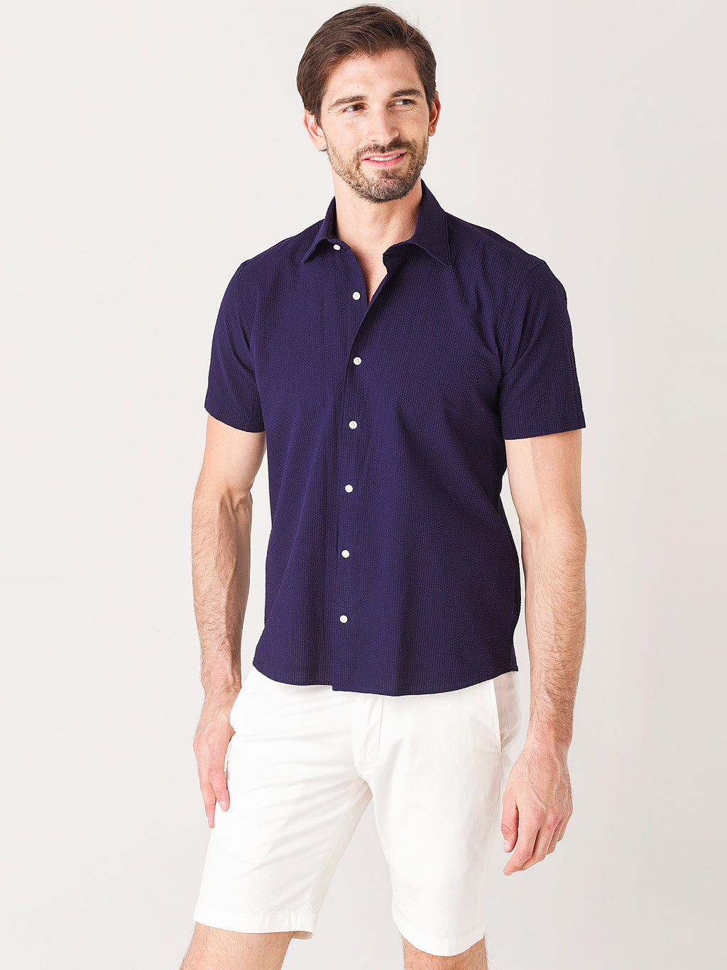Peter Millar Collection Men's Dockside Seersucker Short-Sleeve Sport Shirt - Saint Bernard