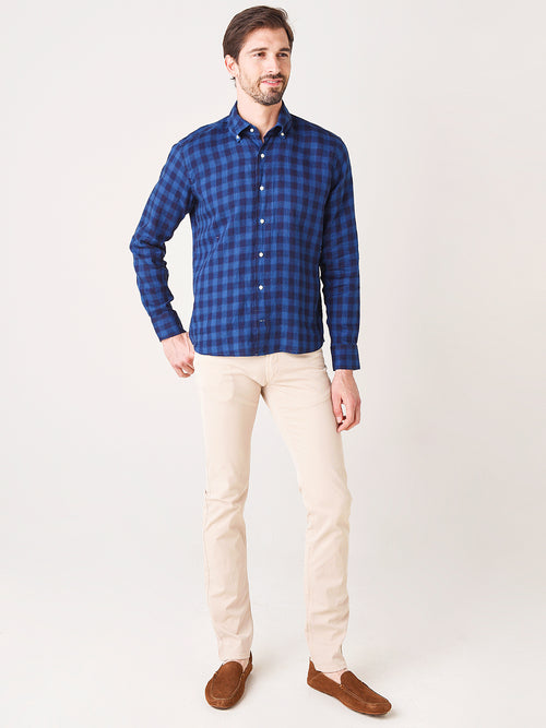 Peter Millar Collection Men's Riva Indigo Linen Short-Sleeve Sport Shirt