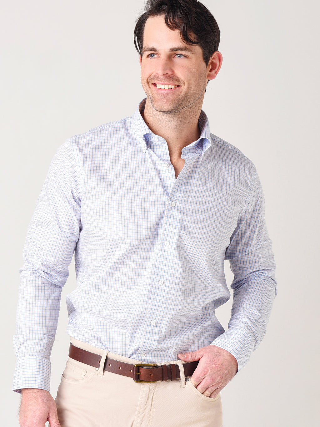 Peter Millar Collection Men's Musee Micro Check Sport Shirt - Saint Bernard