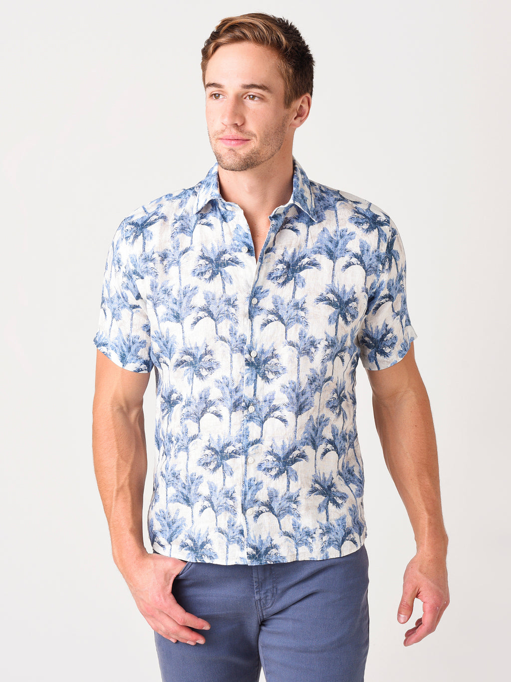 Peter Millar Collection Men's Marseille Palm Riviera Short-Sleeve Sport Shirt - Saint Bernard